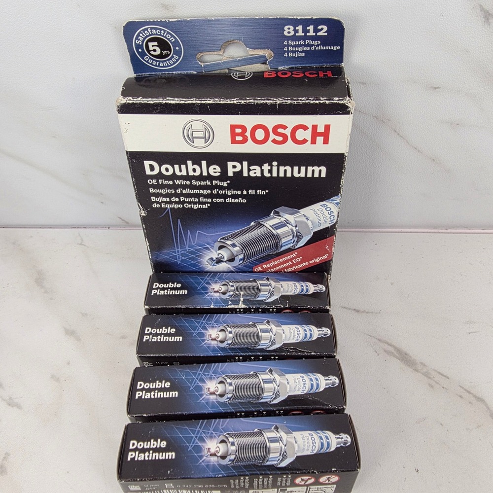 Bosch 8112 Double Platinum‎ OE Fine Wire Spark Plugs 4 Pack Automotive Car